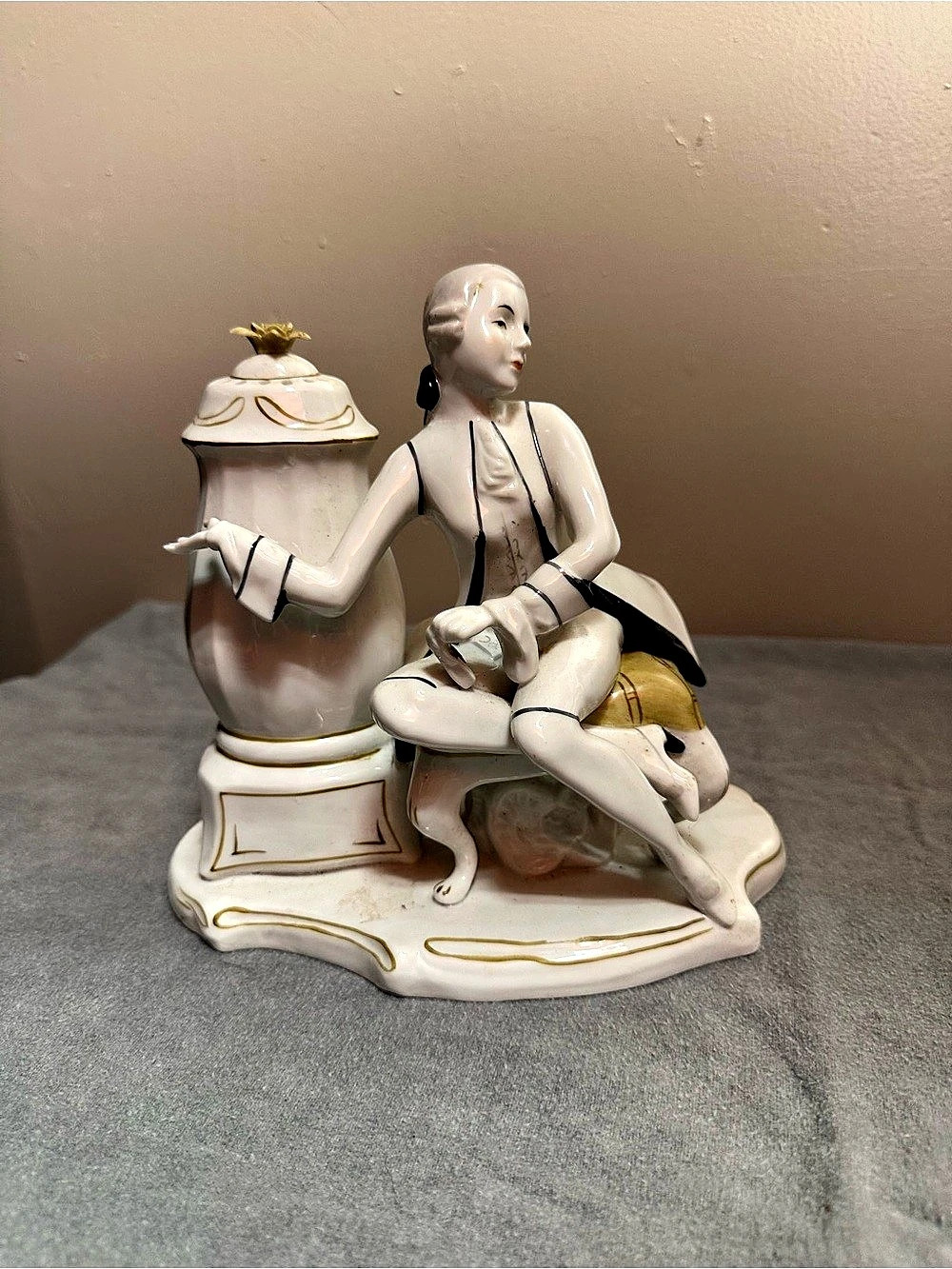 Geo. Borgfeldt Corp. Limited Edition Registered. Porcelain Figurine White & Gold